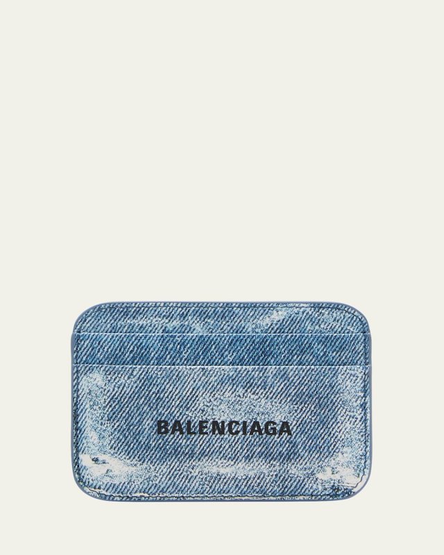Cash Denim-Print Card Holder